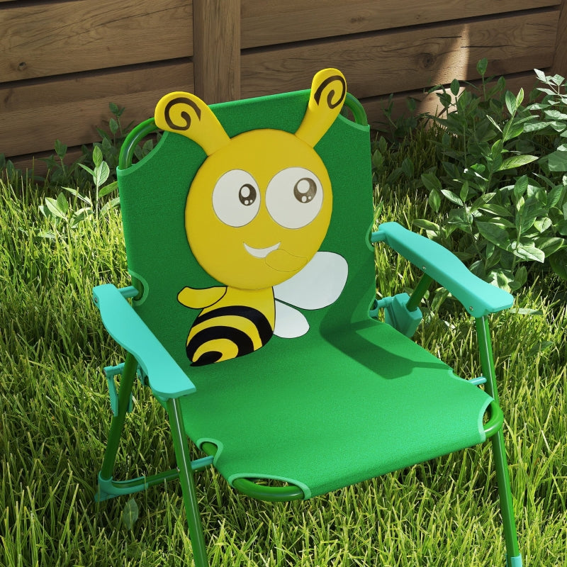 Children's Garden Furniture Set - Table, Chairs, Parasol, Bee Design - Green and Yellow