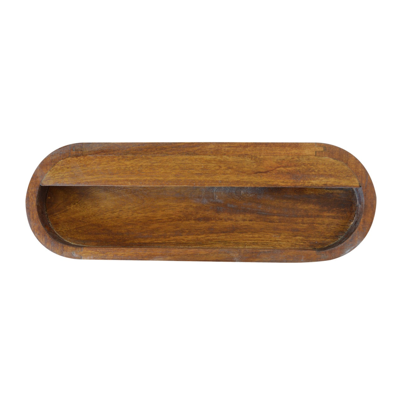 Bedside, Wall Mounted Round 1 Drawer, Solid Wood Brown