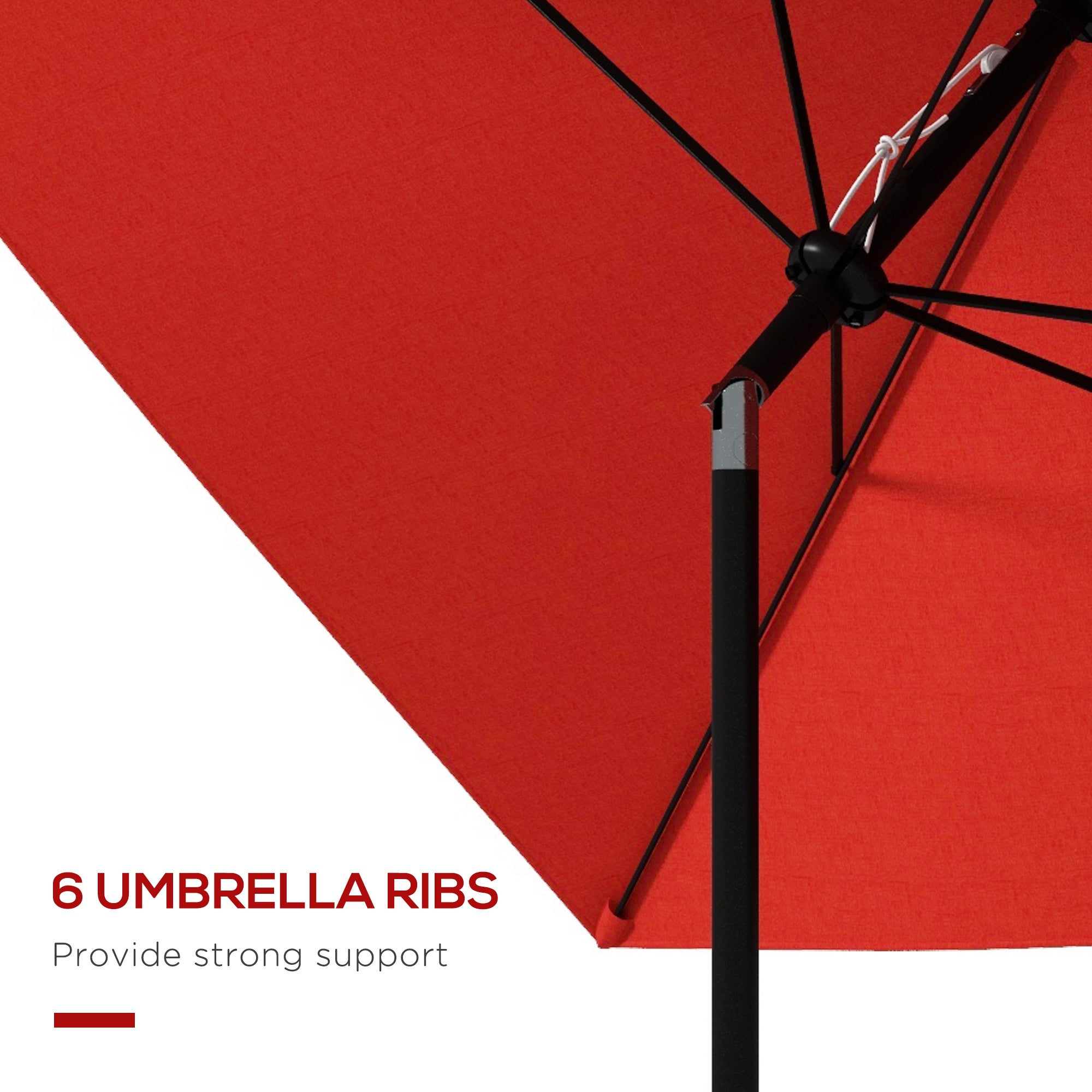 Garden Parasol Umbrella, Rectangular Outdoor Market Sun Shade, Wine Red