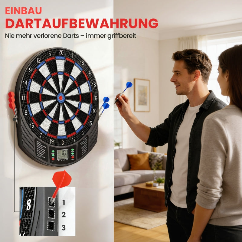 Electronic Dartboard with LCD Display and 6 Dart Sets for 1-8 Players, Multicolored