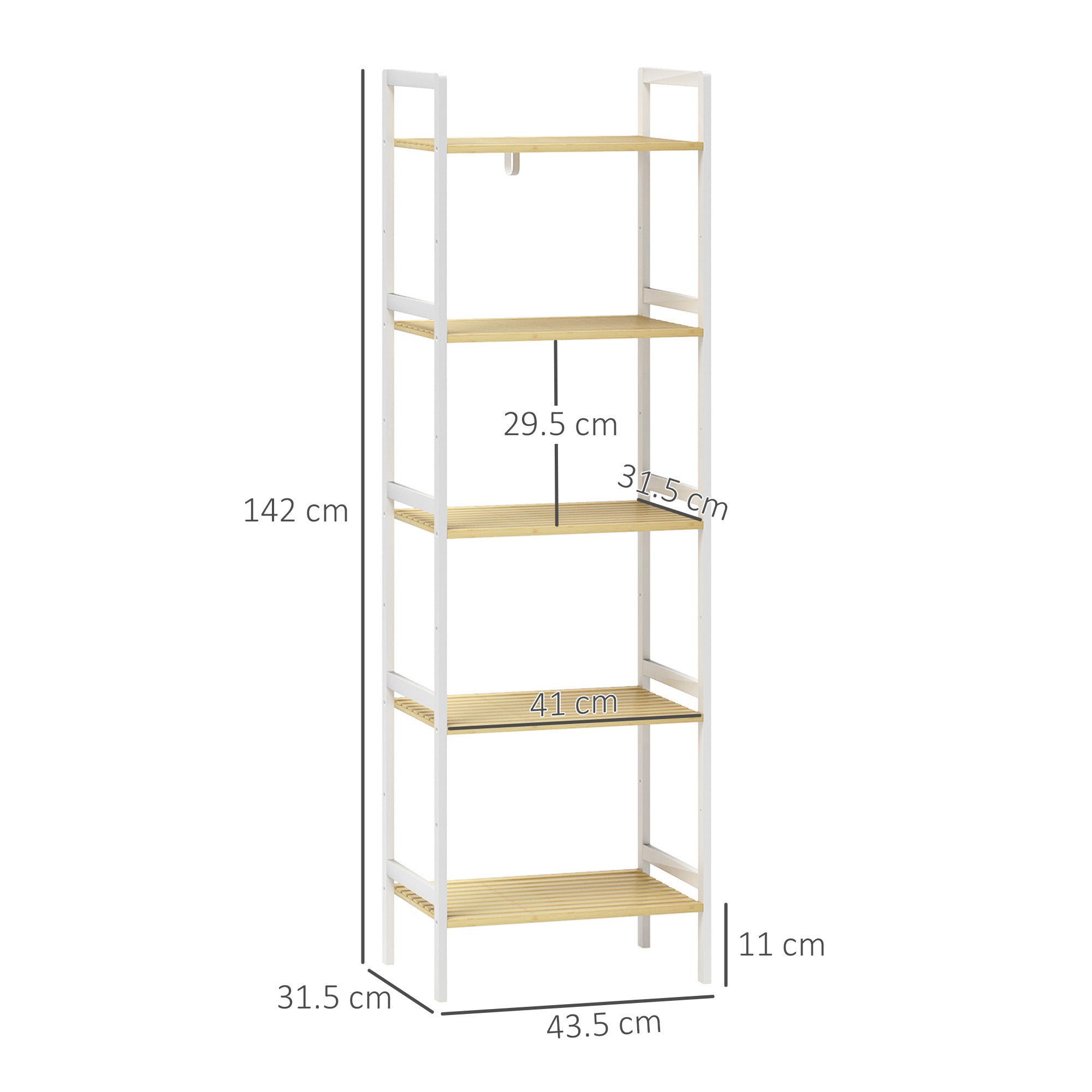 Shelf Storage Unit, Five-Tier Adjustable Bamboo