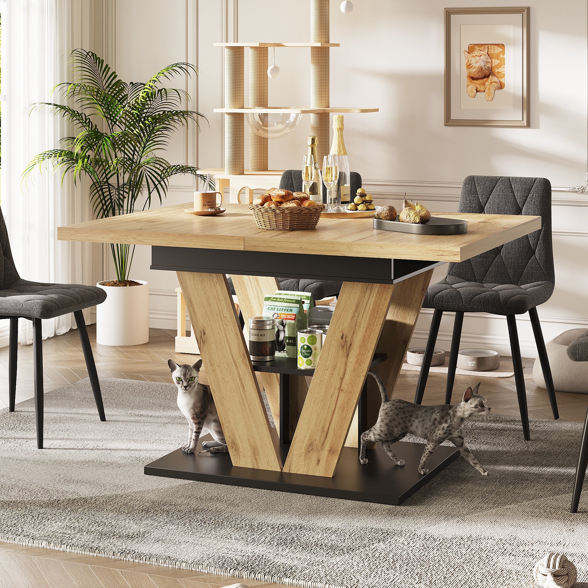 Extendable Dining Table 110(140)x80cm - Wood Grain