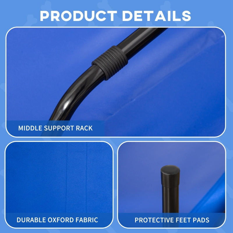 Raised Dog Bed Elevated Portable Camping with Metal Frame Blue