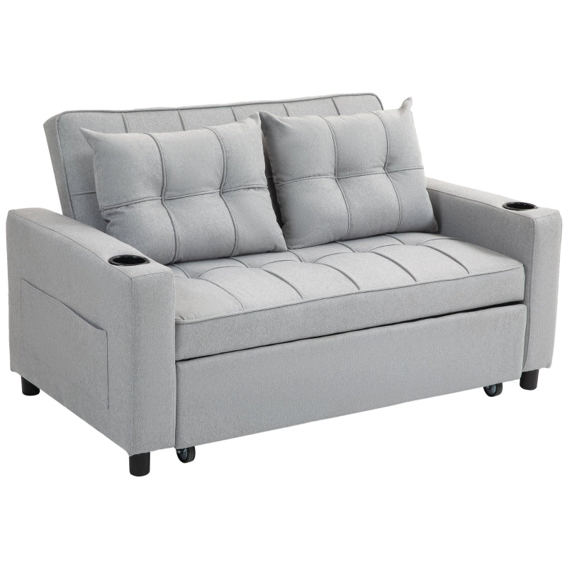 Two-Seater Pull-Out Sofa Bed - Light Grey