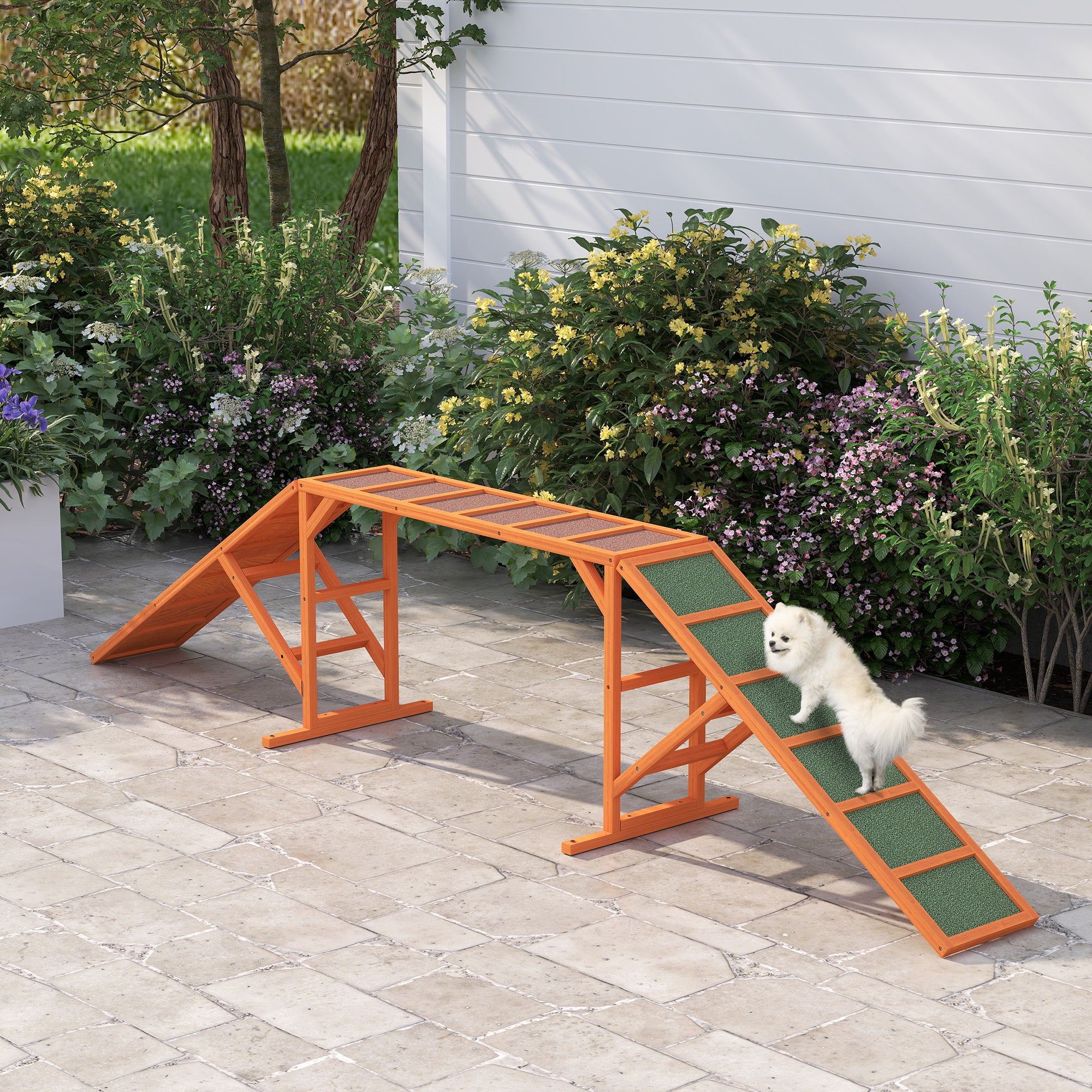 Dog Agility Bridge, Non-Slip Surface, Orange