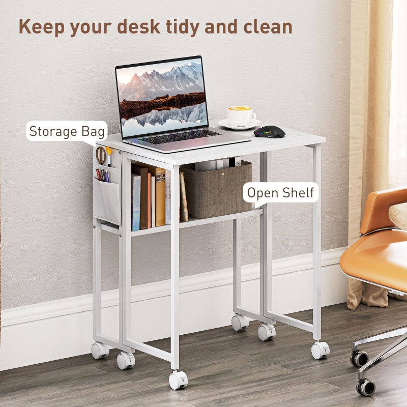 Drop Leaf Writing Work Desk - 63 cm, White