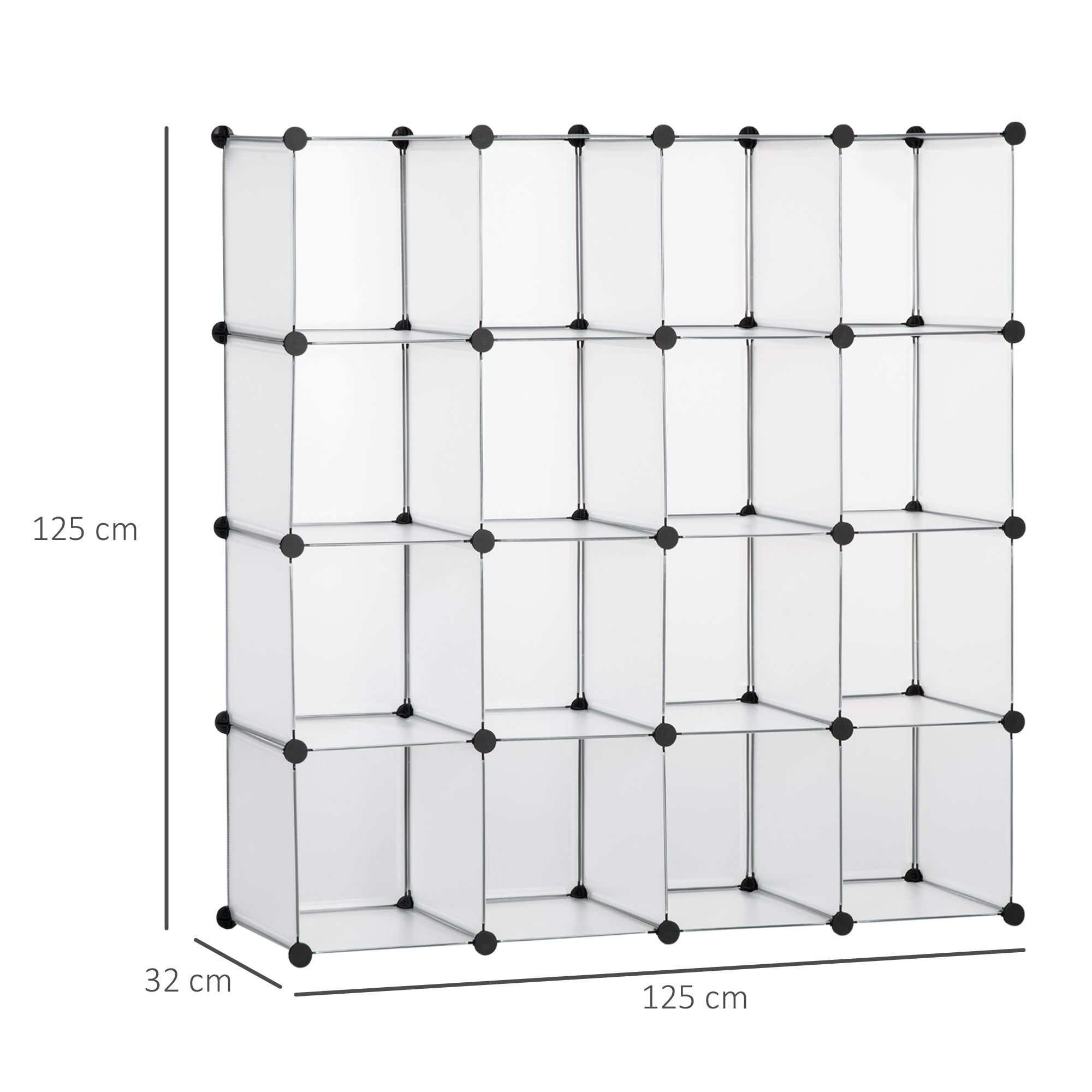 DIY Cube Shelving System 16 Cube Storage Boxes Plastic White