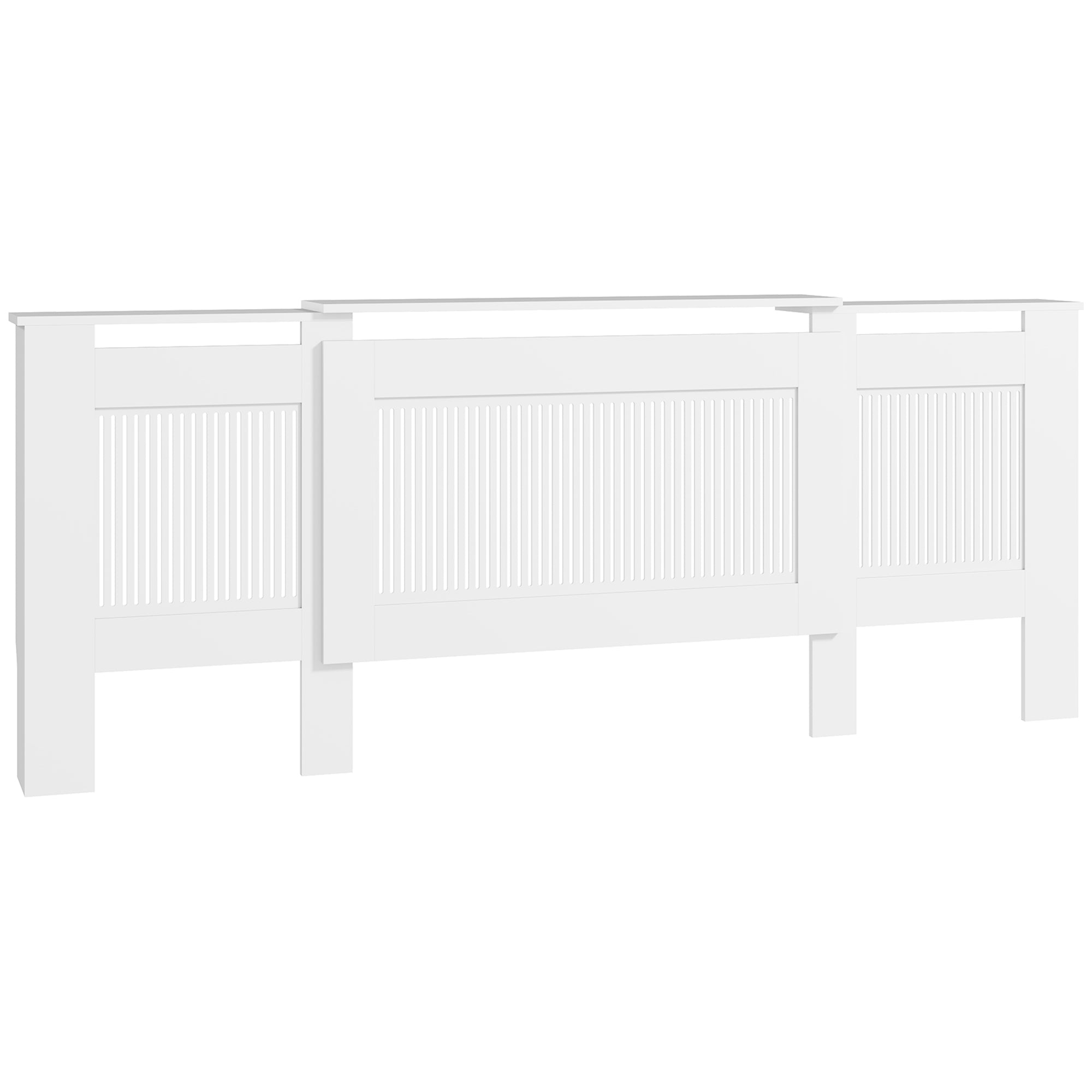 Extendable Radiator Cover with Shelf Slats 125-201 cm, White