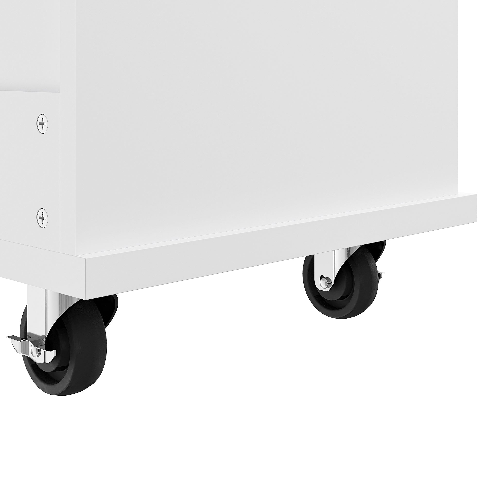 Dining Trolley, 134x46x92cm Drawer & Cabinet Storage, Mobile/Stationary Dual-Use, White