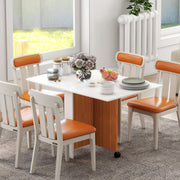 Folding table mobile dining table with folding worktop and castors in white