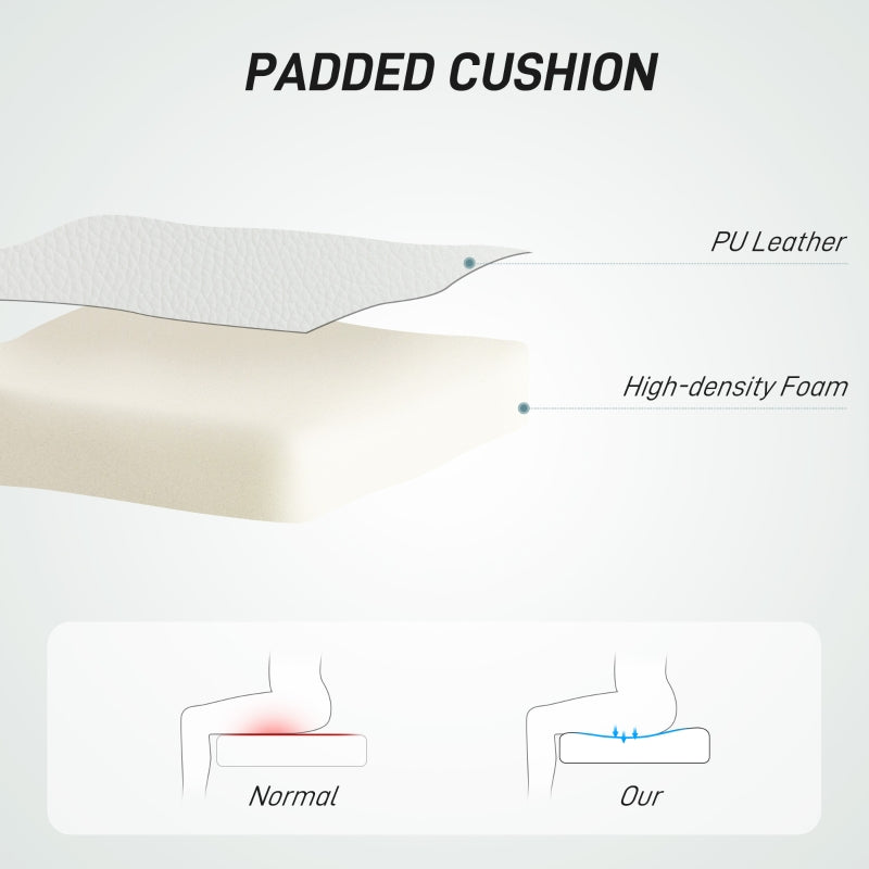 Office Chair Armless Vanity Swivel with Adjustable Height PU Leather White