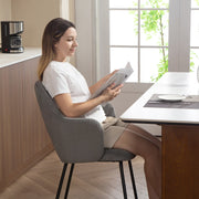 Dining Chair, Shell Shape Metal Legs, Corduroy Grey