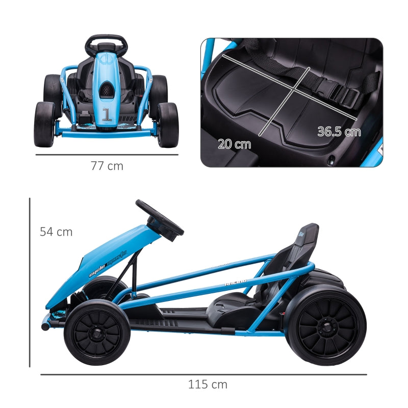 Drift Kart 24V Electric Ride-On, 2 Speeds, Blue