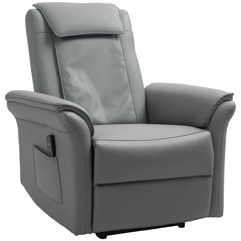 Recliner Armchair, 3D Kneading Massage Electric Reclining with Footrest, Faux Leather Grey