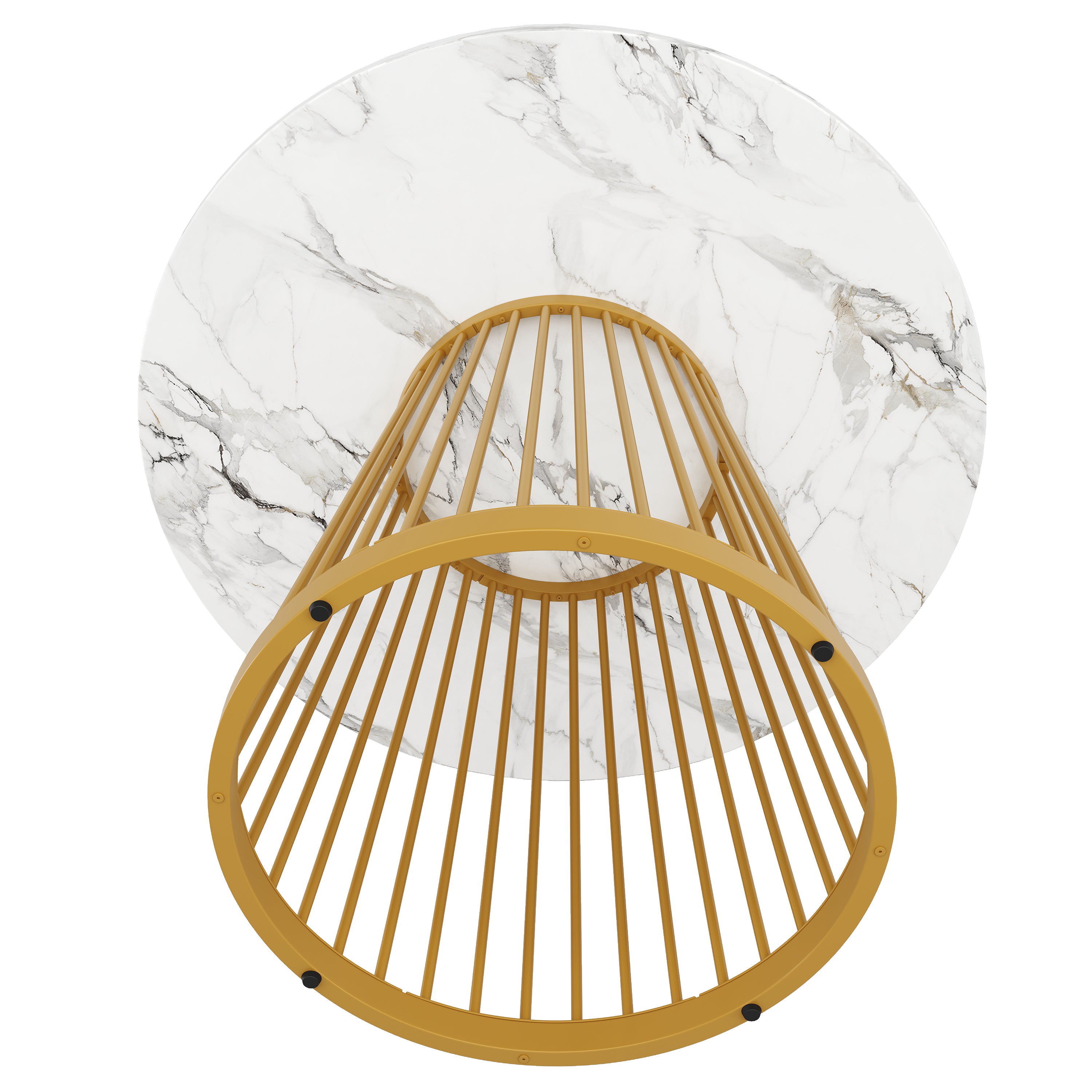 Dining Table Set 5-Piece Round 80cm Gold Metal Legs White MDF Top Dark Grey Velvet