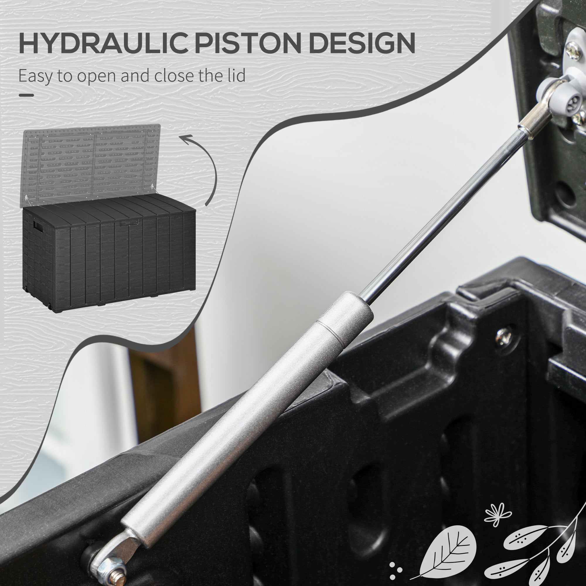 Garden Storage Box, 336 Litre Water-resistant Heavy Duty Double Wall, Black