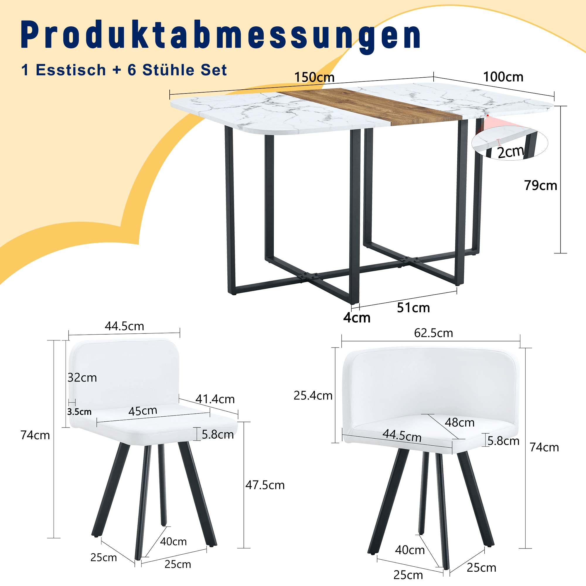 Dining Table Set Extendable Folding Table Chairs 4-6 Person White and Black
