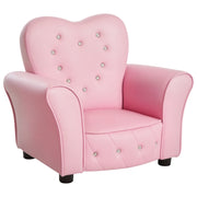 Children's Armchair Sofa Wood Legs Foam Cushion - Pink