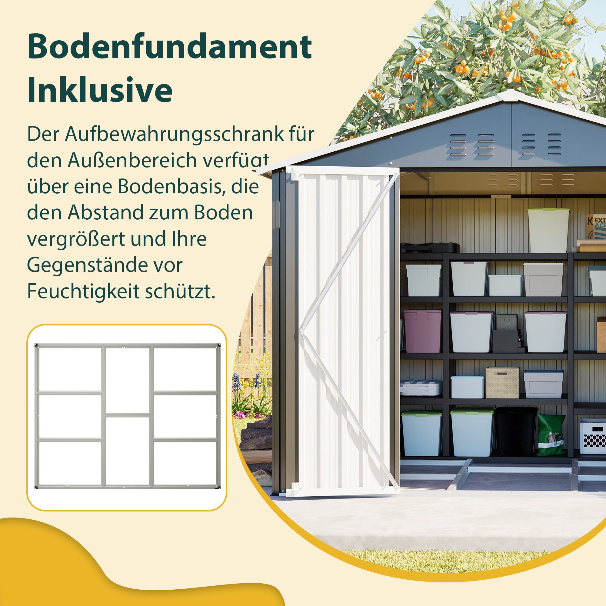 Garden Shed/Tool Shed 240x192.3x191 cm Sliding Door Lockable Metal