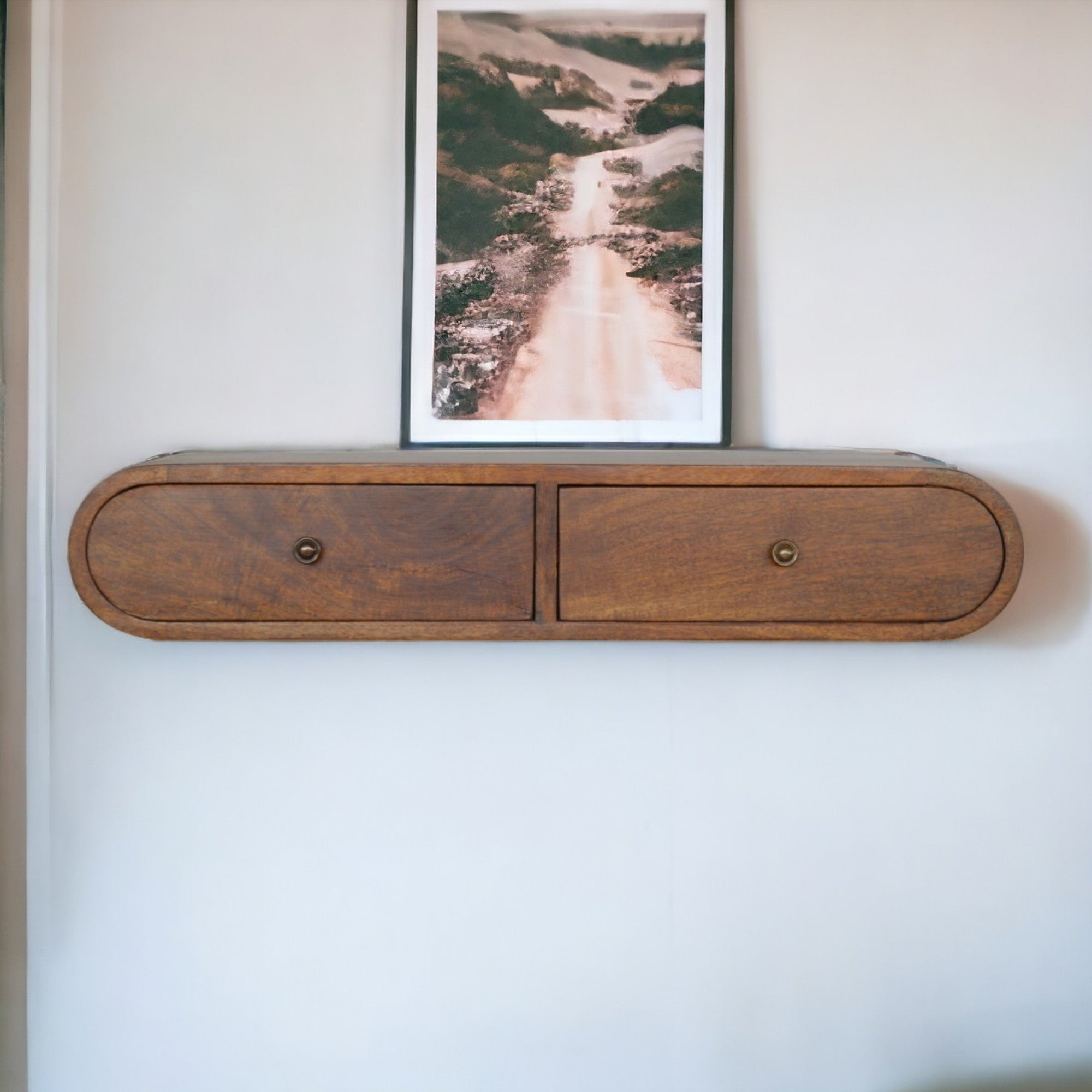 London Console, Floating with 2 Drawers, Solid Wood Dark Brown