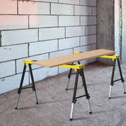 DURHAND Sawhorse Folding Workbenches, Non-Slip Steel Yellow Black