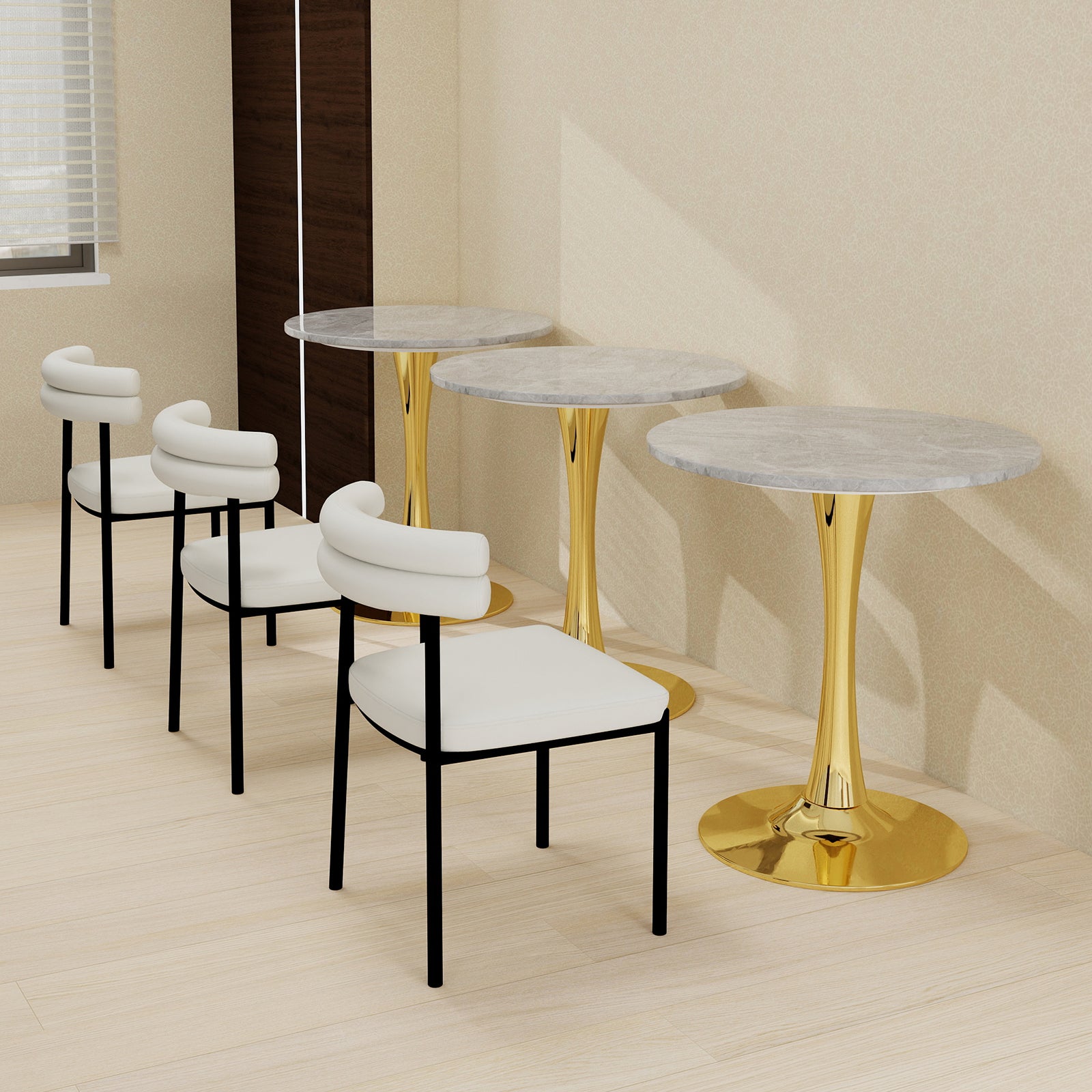 Coffee Table 27.6-inch Round Mid-Century Modern Marble