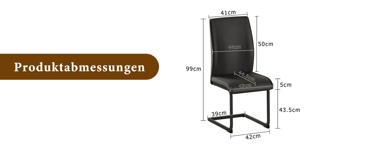 2-piece Set Dining Chairs with Black Metal Legs, Ergonomic Design, Black PU