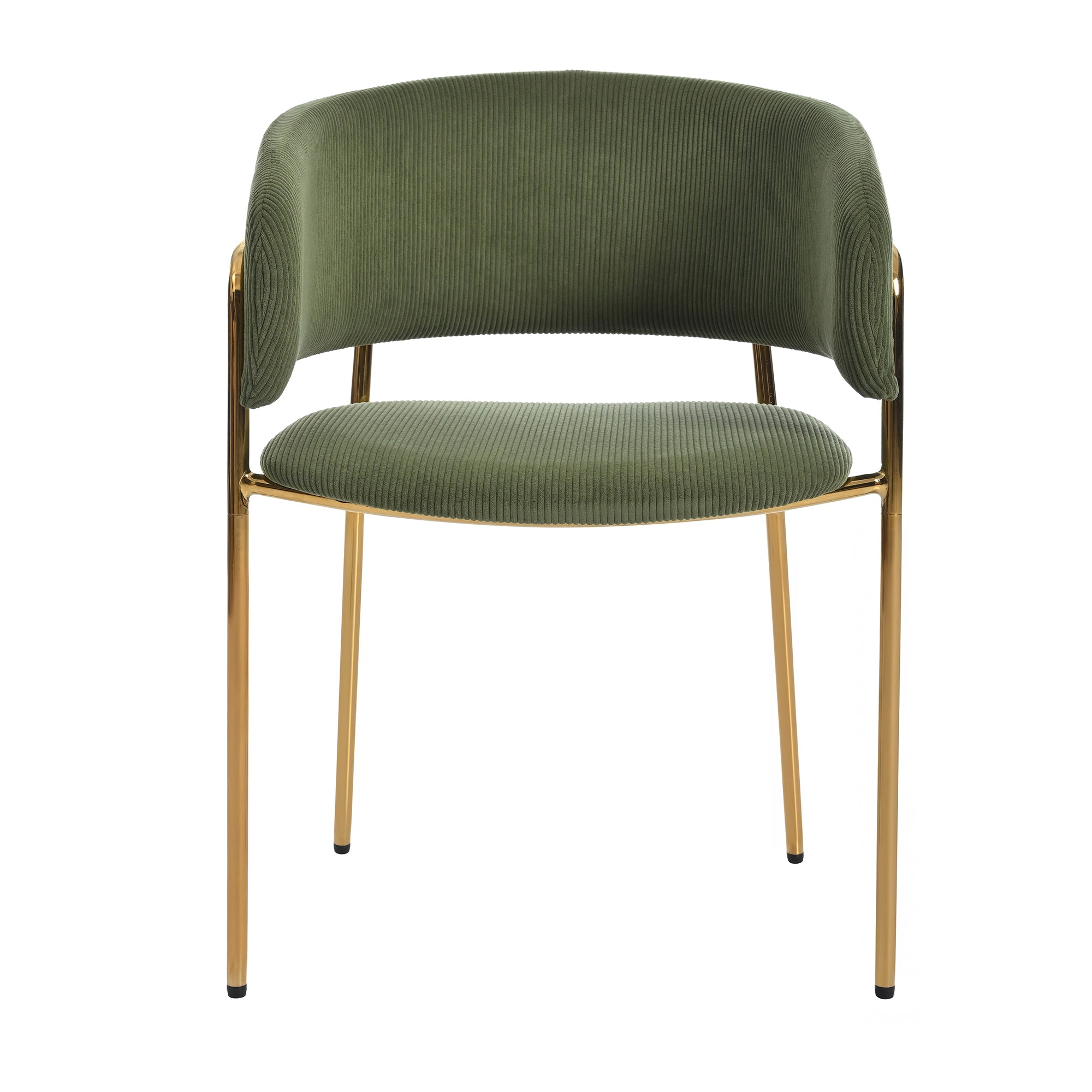 Modern Chairs with Angled Legs and Adjustable Feet, Green Corduroy Fabric (Set of 2)
