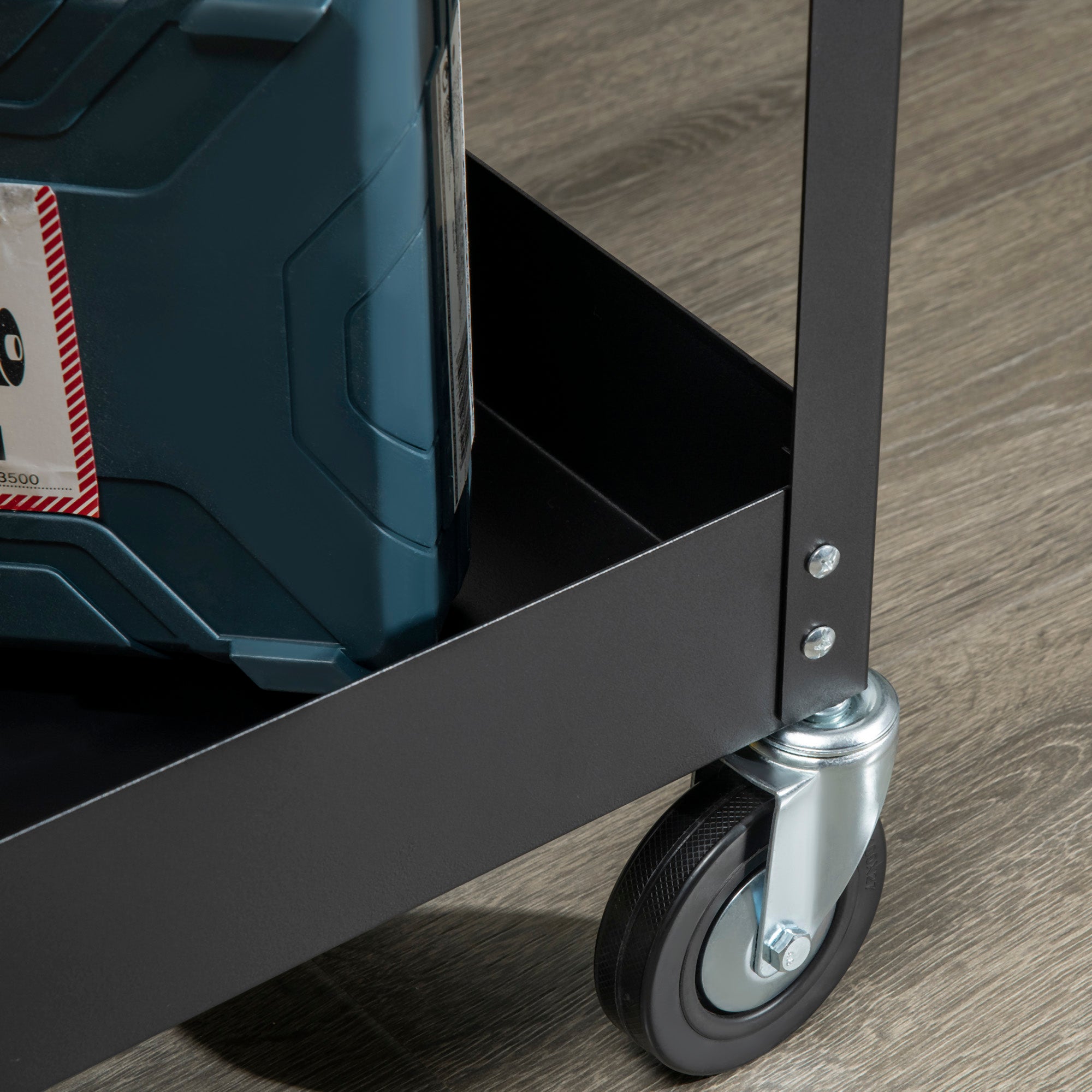 DURHAND 2-tier workshop trolley, 150 kg load capacity, steel black