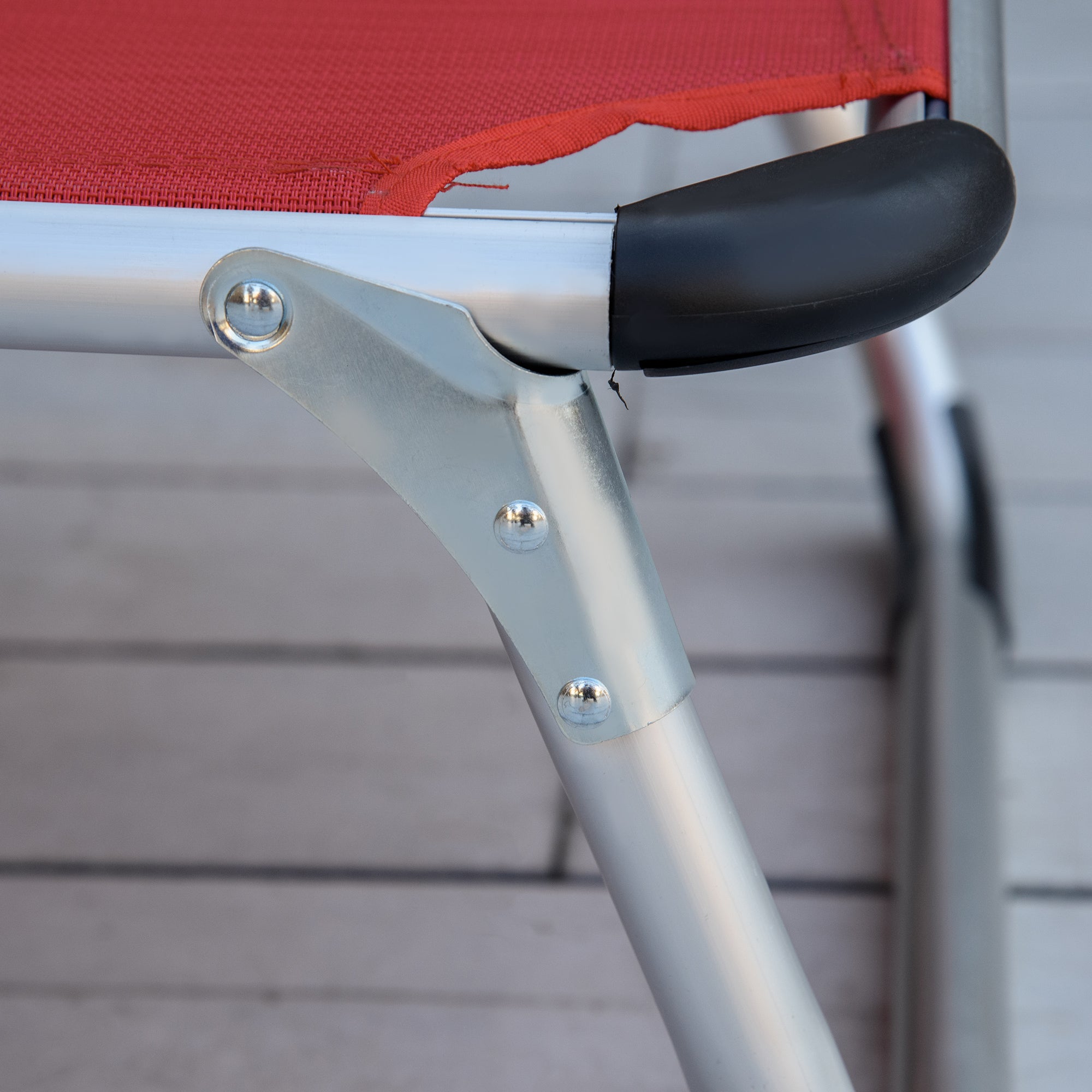 Sun Lounger, 5-Position Adjustable Foldable Ergonomic, Red Mesh Fabric