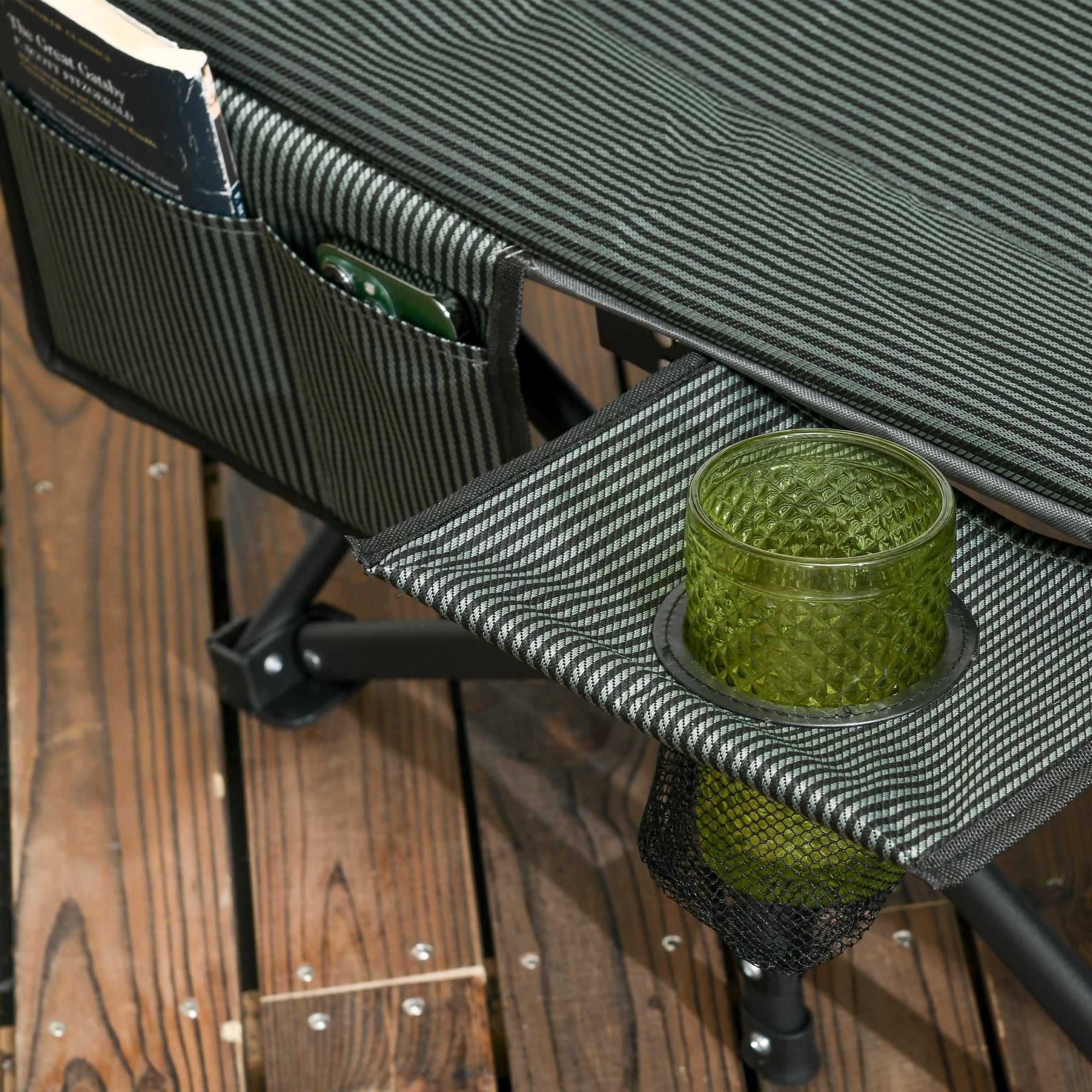 Foldable Camp Bed, Padded with Carry Bag and Cup Holder, Grey