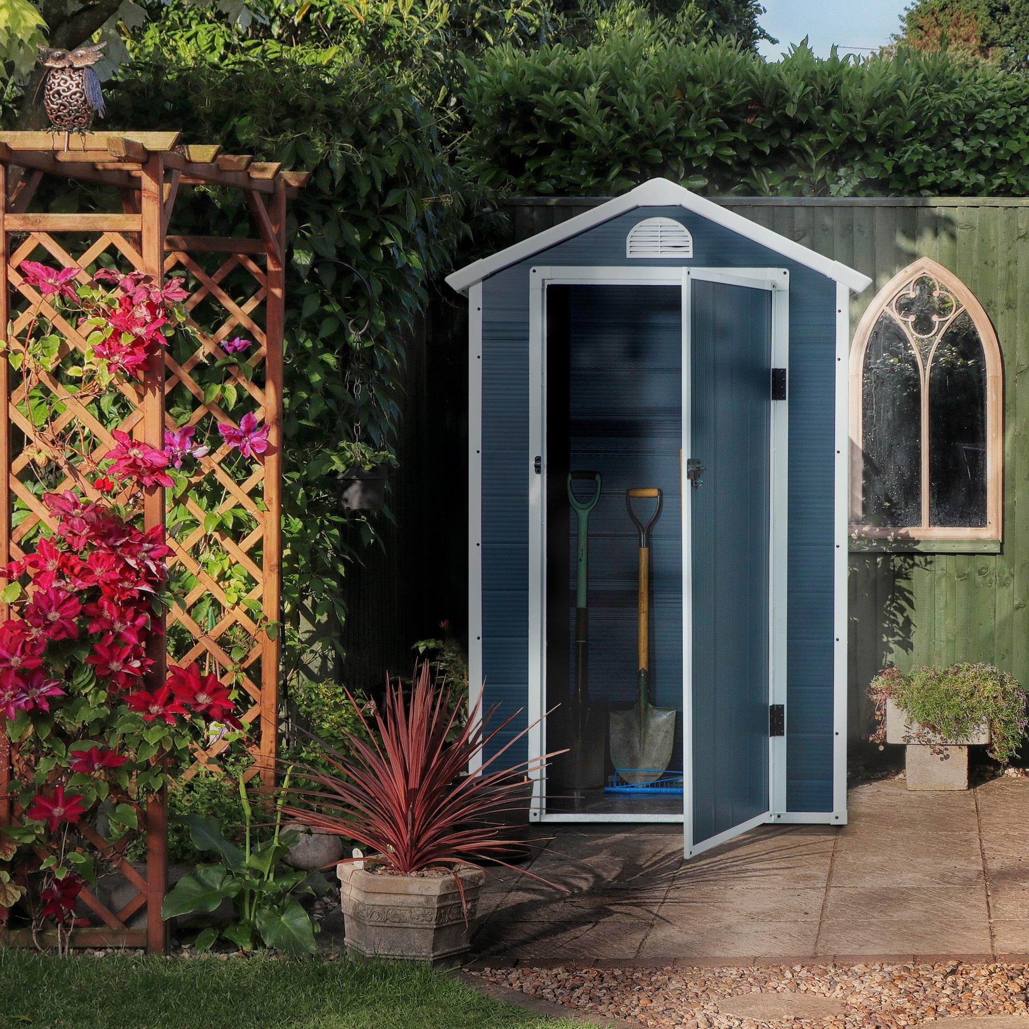 Garden Shed with Ventilation Window, Lean-to Metal, Grey