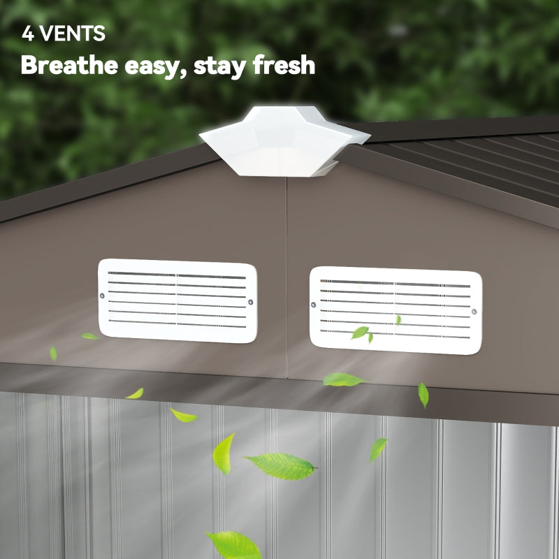 7 x 4ft Garden Shed, Outdoor Storage with Double Doors and Ventilation, Brown Metal