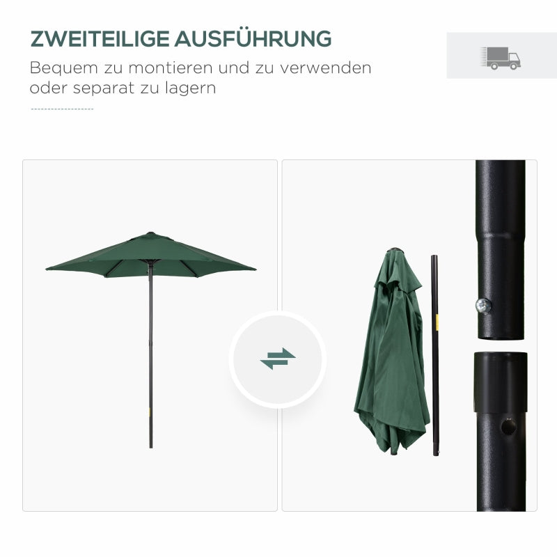 Parasol 196cm Hexagonal Windproof Crank Green
