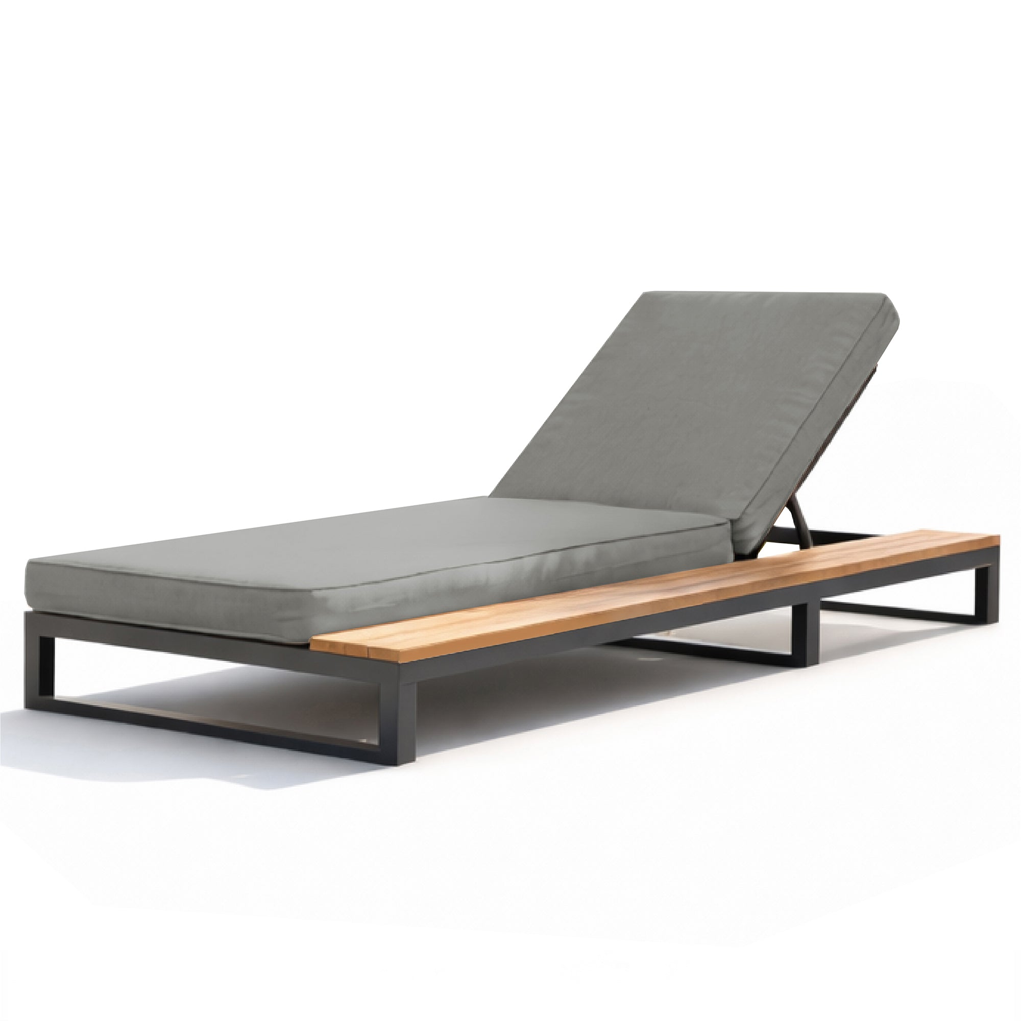 Outdoor Patio Daybed with Adjustable Backrest and Shelves, Waterproof, Gray