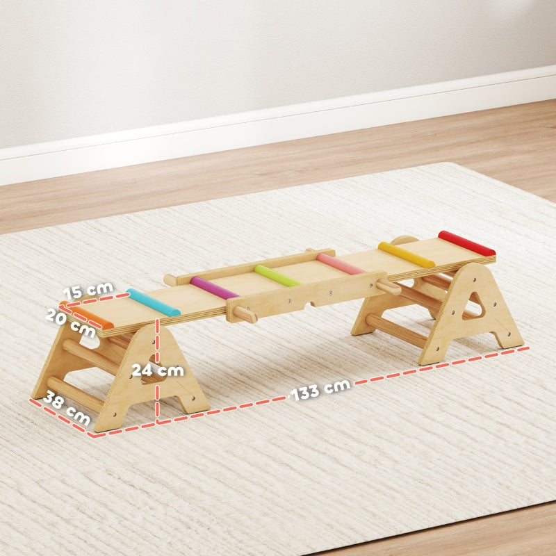 2-in-1 Balance Seesaw, Balance Beam Rocker for Garden, Wooden