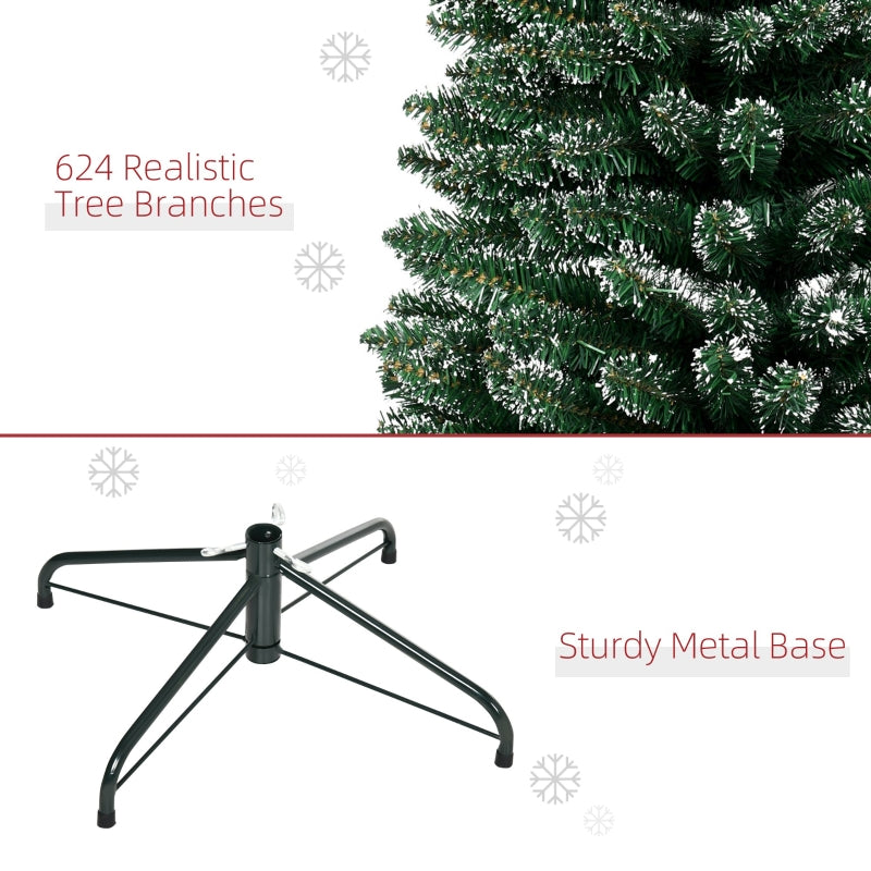 Artificial Snow Dipped Christmas Tree 7.5FT Pencil with Foldable Stand, Green