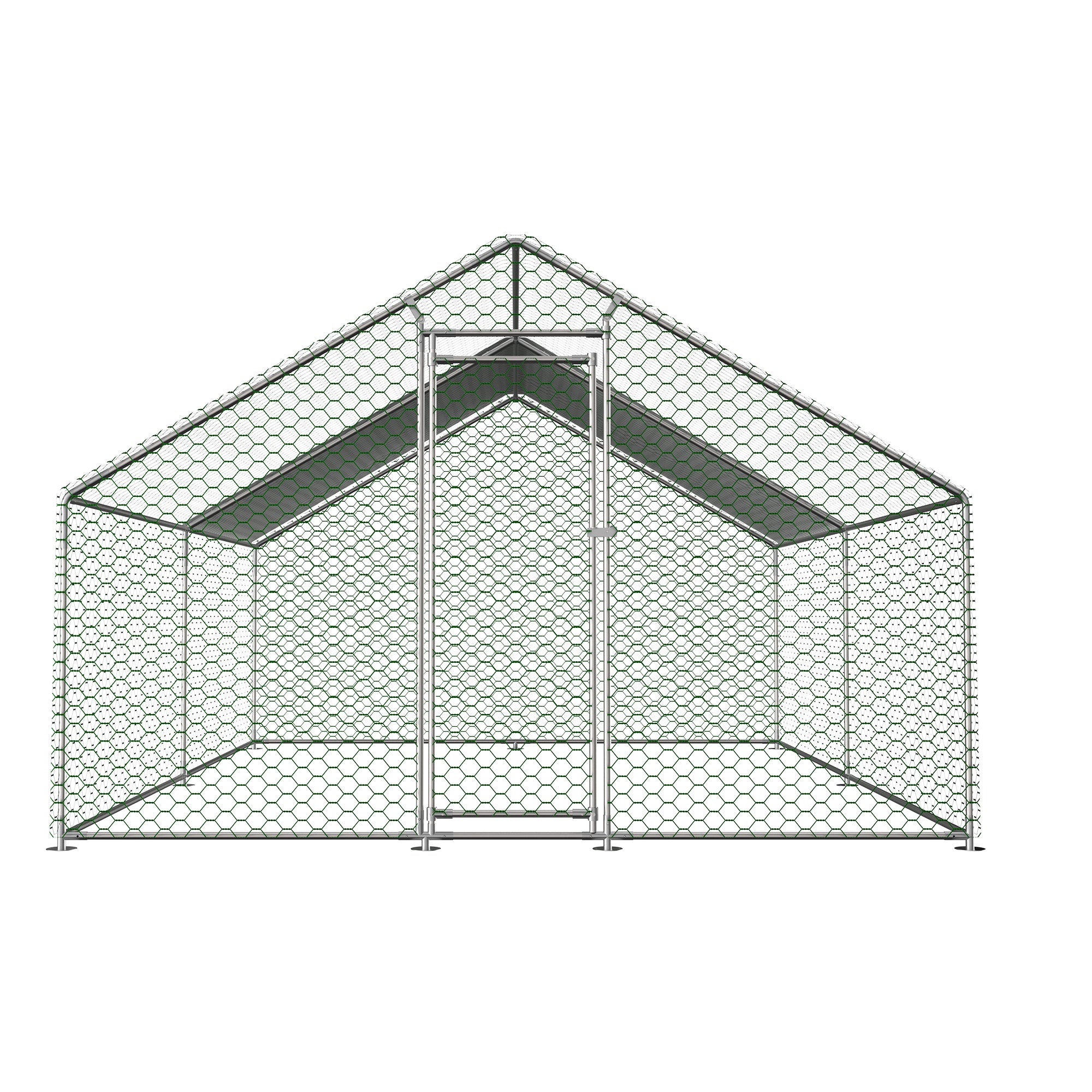 Free-range Chicken Coop, 3x4x2m with Safety Lock, Metal & PE Cloth