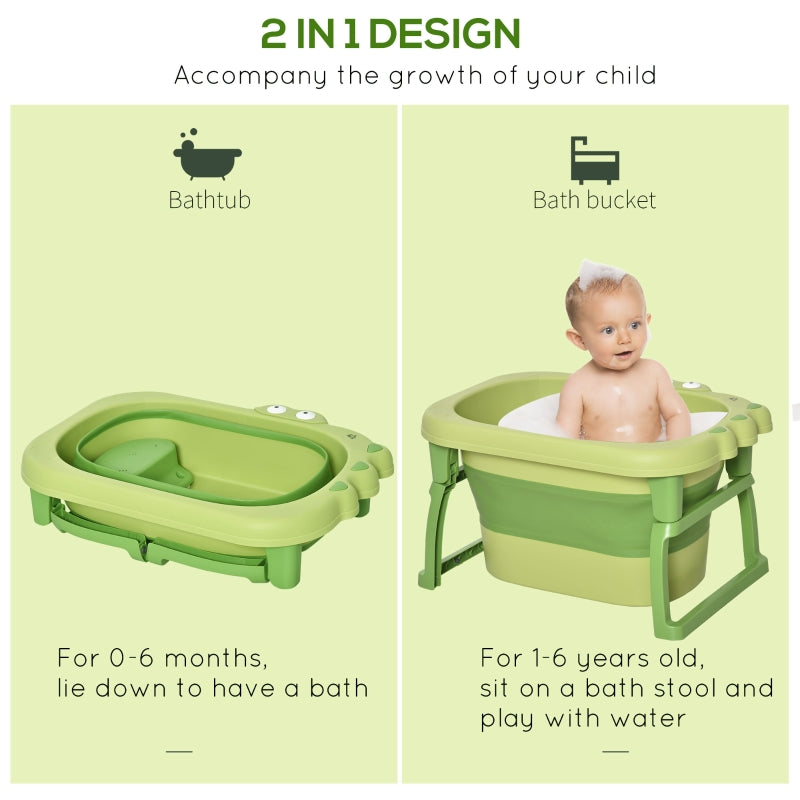 Foldable Baby Bathtub with Stool Green TPU