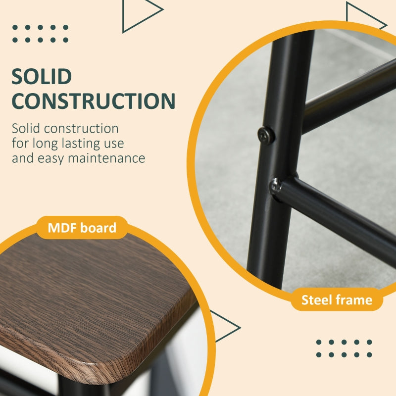 Bar Table Set, Footrest and Storage Shelf, Black and Oak