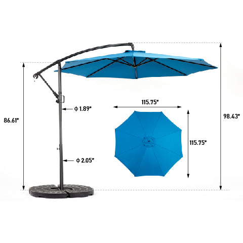 Double Sided Outdoor Umbrella, 14.8 Ft Rectangular Large with Crank, Blue