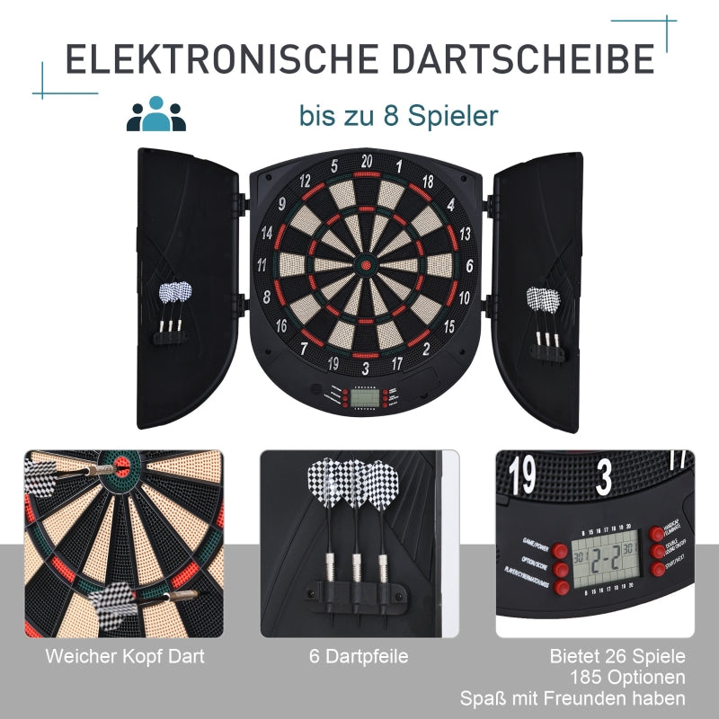 Electronic Dartboard, Voice LED Display, 26 Games, Black