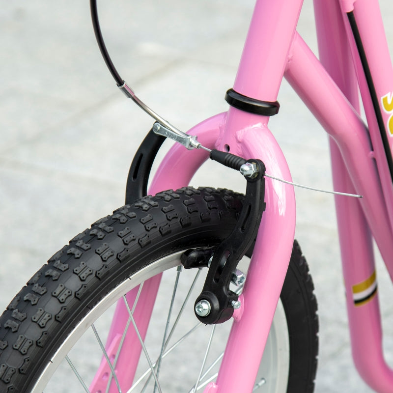 Children's Scooter, Pneumatic Tires, 16 Inch, Handbrake, Pink