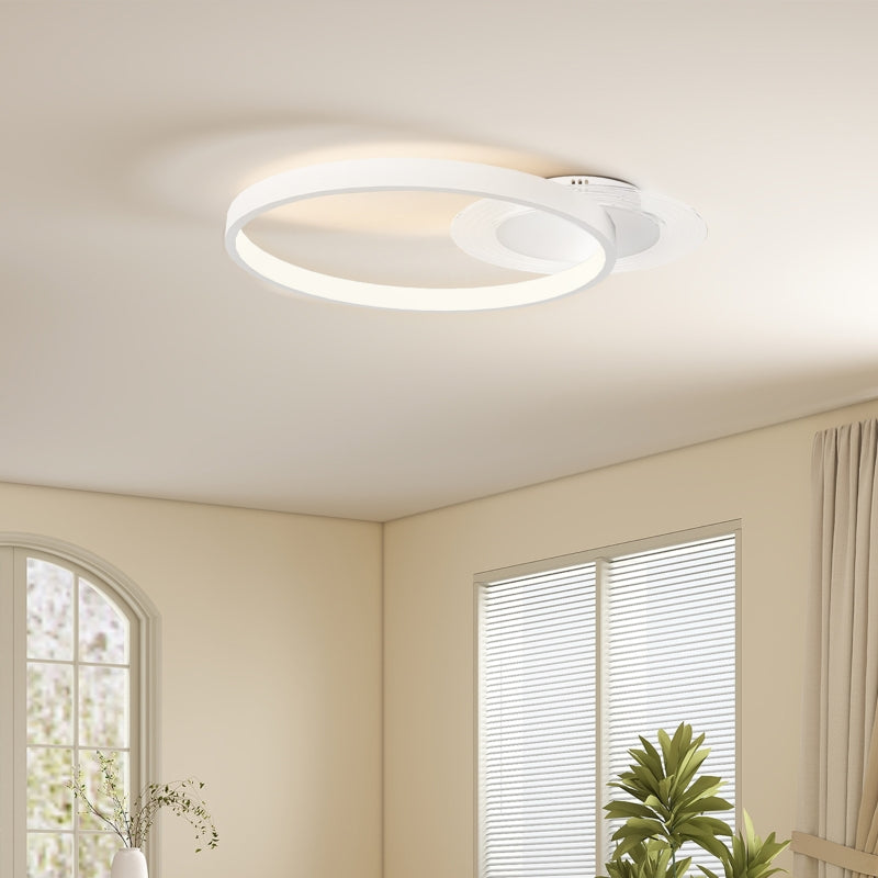 Ceiling Lamp, two-ring design for bedroom living room, white