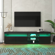 TV Cabinet, Modern with Bright Panel & LED Lighting, 180cm Black