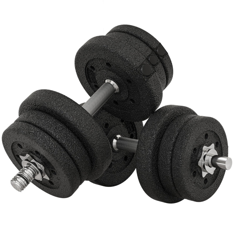 25kg Dumbbell Set with Weight Plates for Home and Gym, Steel and Faux Leather, Black