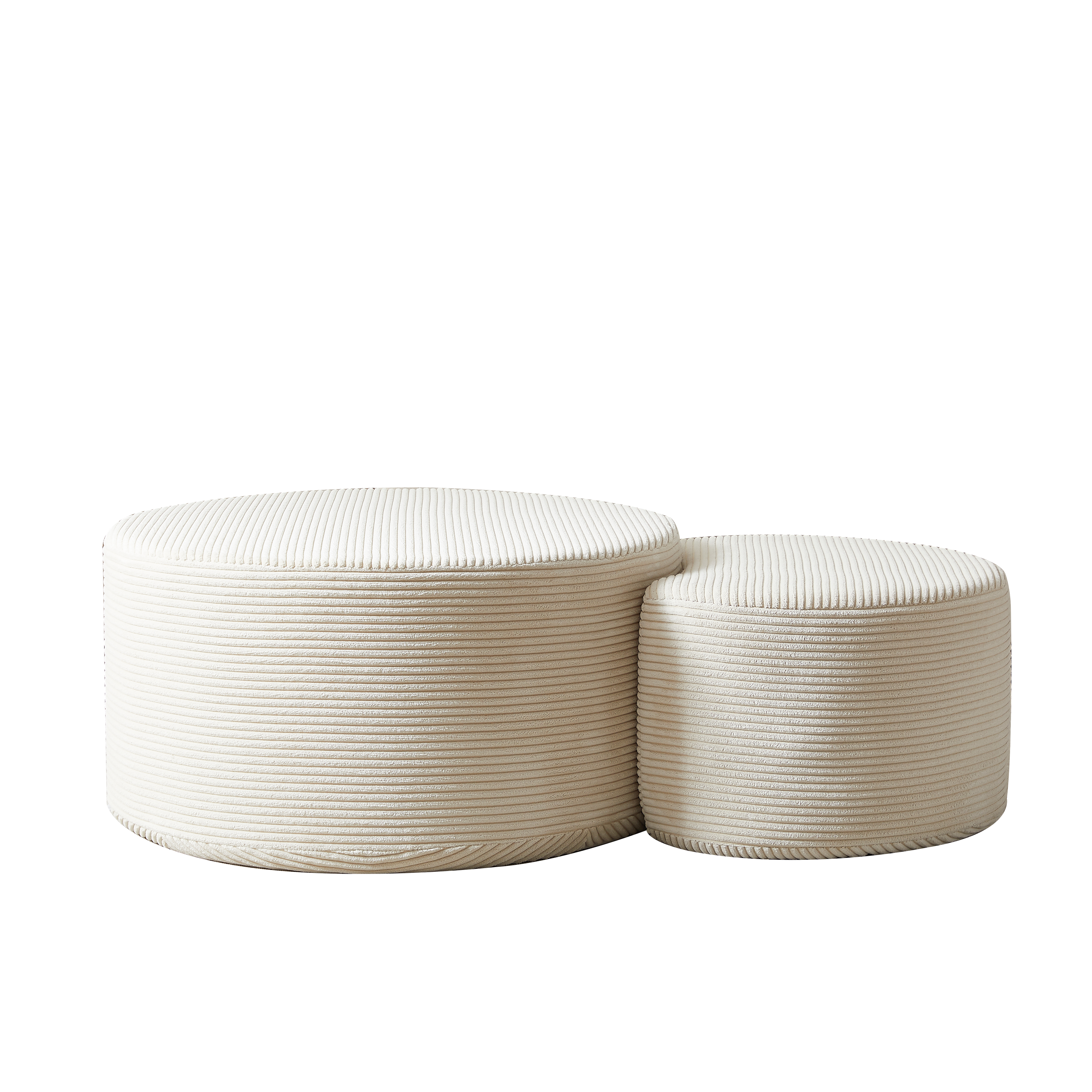 Coffee Table Set, 2-Piece Upholstered Round for Living Room, Foam