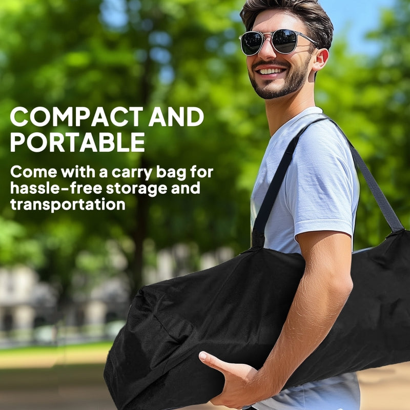 Set of 2 Folding Camping Chairs, Padded Adjustable Armrests Cooler Bag Cup Holder, Grey