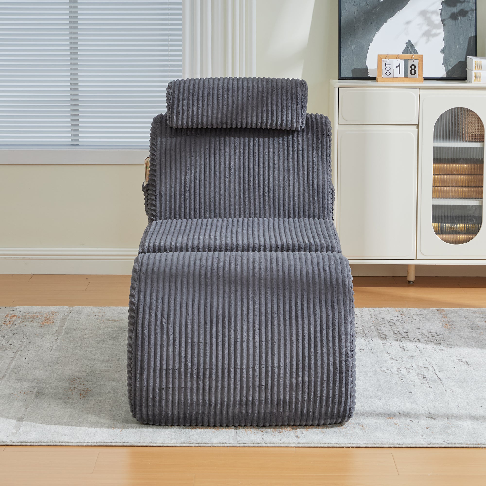 Modern Leisure Chair with Ergonomic Design and Compression Foam, Dark Grey