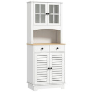 Kitchen Cabinet Glass Doors 2 Drawers - Wood White